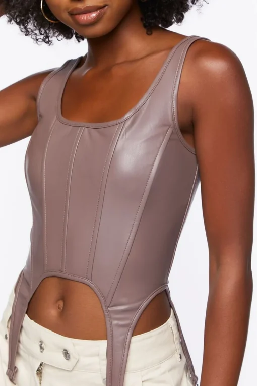 Faux Leather Bustier Crop Top