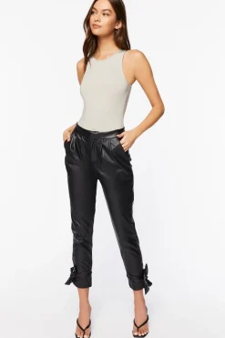 Faux Leather Capri Joggers