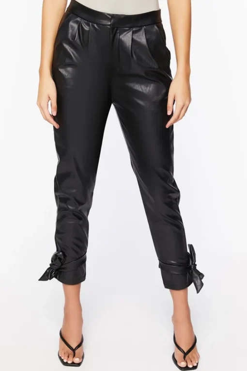 Faux Leather Capri Joggers