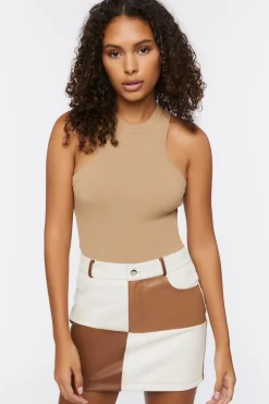 Faux Leather Colorblock Mini Skirt