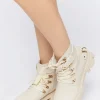 Faux Leather Combat Ankle Boots