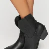 Faux Leather Cowboy Ankle Boots