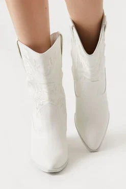 Faux Leather Cowboy Ankle Boots