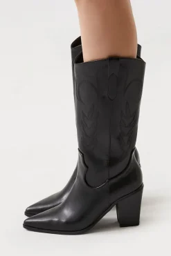 Faux Leather Cowboy Boots