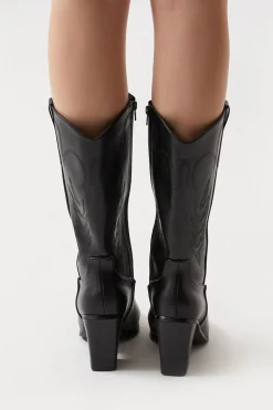 Faux Leather Cowboy Boots