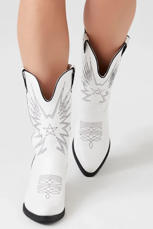 Faux Leather Cowboy Boots
