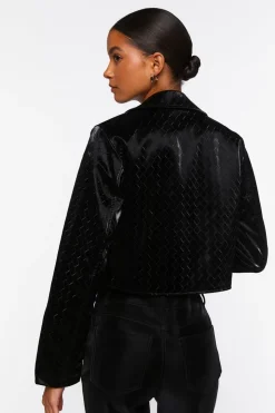 Faux Leather Crosshatch Blazer