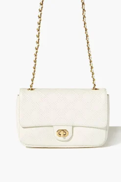Faux Leather Crosshatch Crossbody Bag