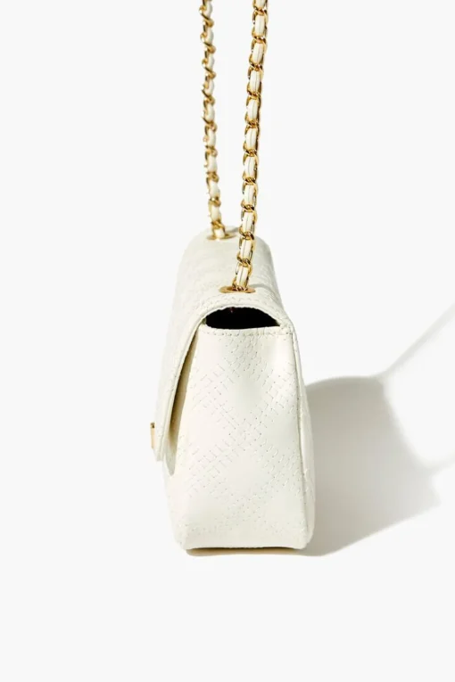 Faux Leather Crosshatch Crossbody Bag