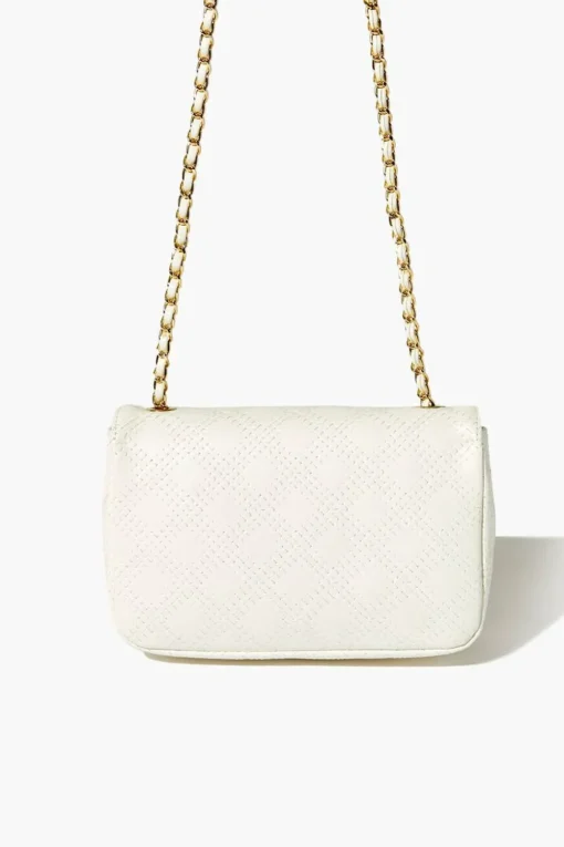 Faux Leather Crosshatch Crossbody Bag