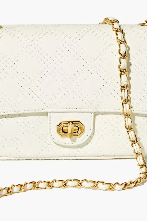 Faux Leather Crosshatch Crossbody Bag