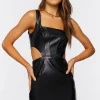 Faux Leather Cutout Mini Dress