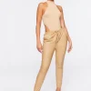 Faux Leather Drawstring Joggers
