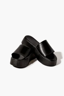Faux Leather Flatform Sandals