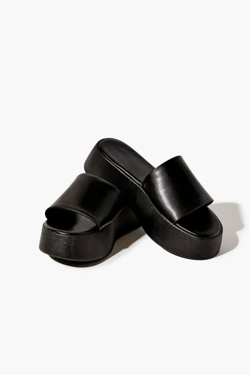 Faux Leather Flatform Sandals