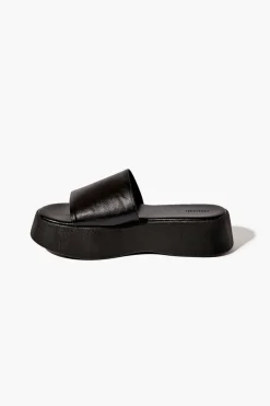 Faux Leather Flatform Sandals