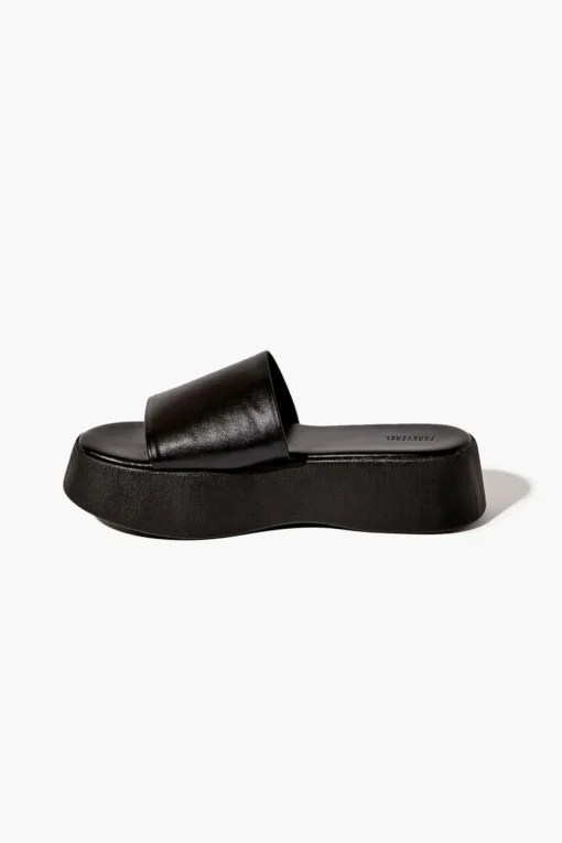 Faux Leather Flatform Sandals
