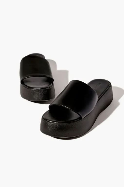 Faux Leather Flatform Sandals