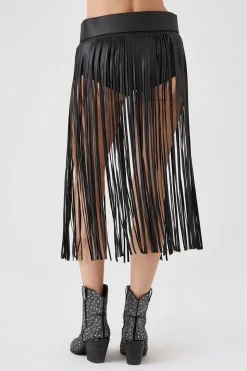 Faux Leather Fringe Belt