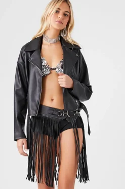 Faux Leather Fringe Hip Belt