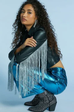Faux Leather Fringe Moto Jacket