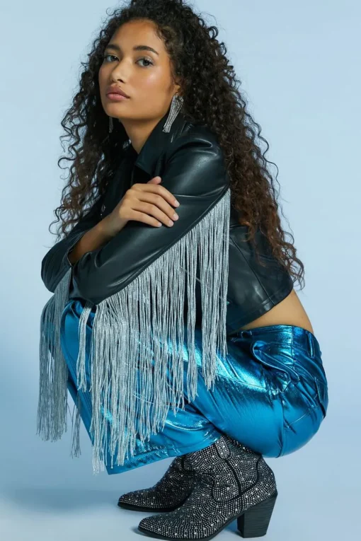 Faux Leather Fringe Moto Jacket