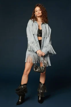 Faux Leather Fringe Shacket