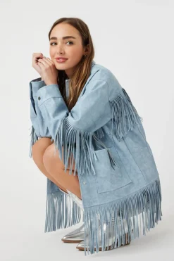 Faux Leather Fringe Shacket
