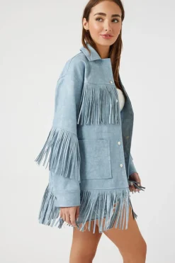 Faux Leather Fringe Shacket
