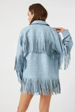 Faux Leather Fringe Shacket