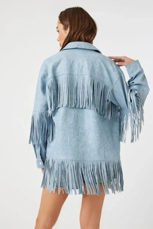 Faux Leather Fringe Shacket