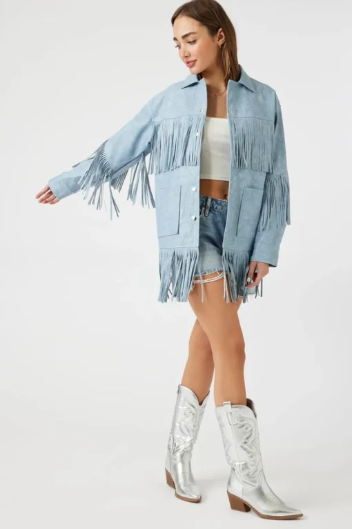 Faux Leather Fringe Shacket