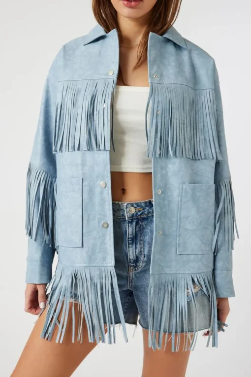 Faux Leather Fringe Shacket