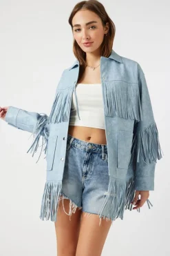 Faux Leather Fringe Shacket