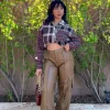 Faux Leather High-Rise Cargo Pants