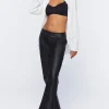 Faux Leather High-Rise Flare Pants