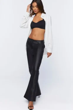 Faux Leather High-Rise Flare Pants