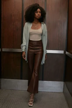 Faux Leather High-Rise Pants