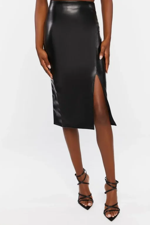 Faux Leather High-Rise Pencil Skirt