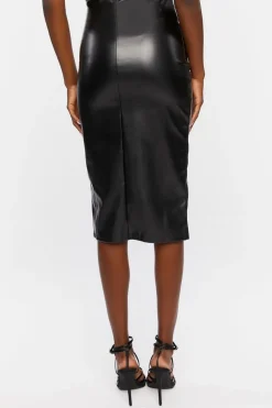 Faux Leather High-Rise Pencil Skirt