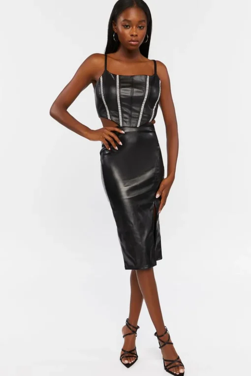 Faux Leather High-Rise Pencil Skirt