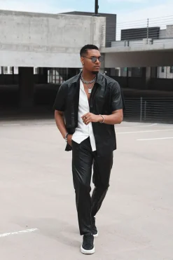 Faux Leather Joggers