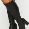 Faux Leather Knee-High Boots (Wide)