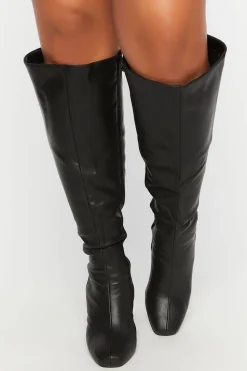 Faux Leather Knee-High Boots (Wide)