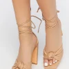 Faux Leather Knotted Lace-Up Heels