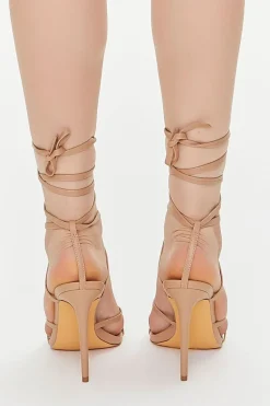 Faux Leather Lace-Up Stiletto Heels