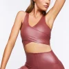 Faux Leather Longline Sports Bra