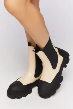 Faux Leather Lug Chelsea Boots