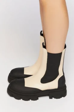 Faux Leather Lug Chelsea Boots