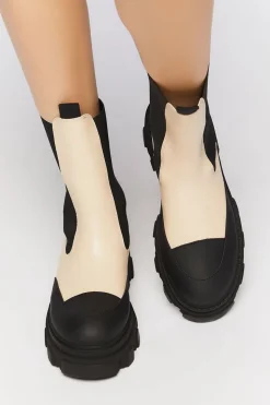 Faux Leather Lug Chelsea Boots